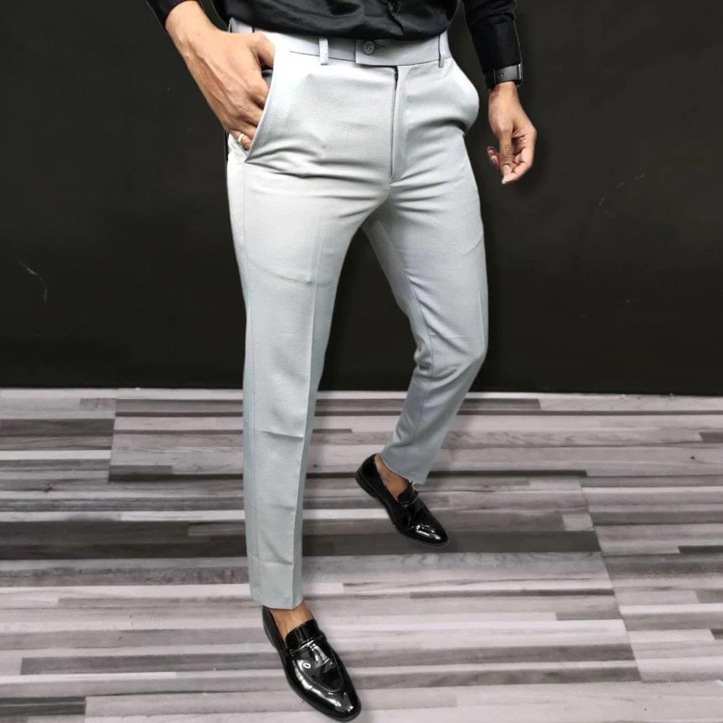 The Flex-Executive: Lycra Blend Slim Fit Formal Trousers