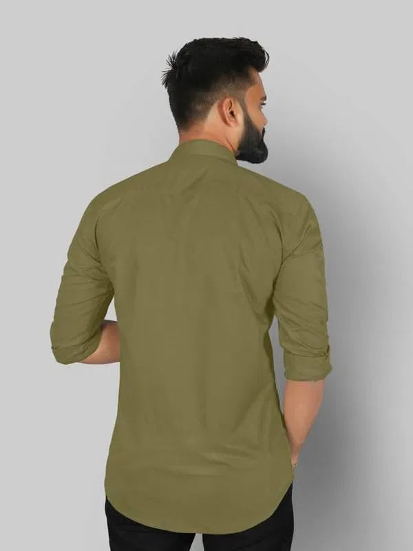 Men’s Mehndi Green Slim Fit Formal & Casual Shirt Full Sleeve Solid - Pack of 1