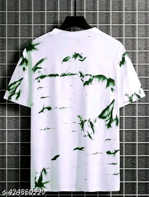 Men Printed Casual Green White Oversized T-Shirt