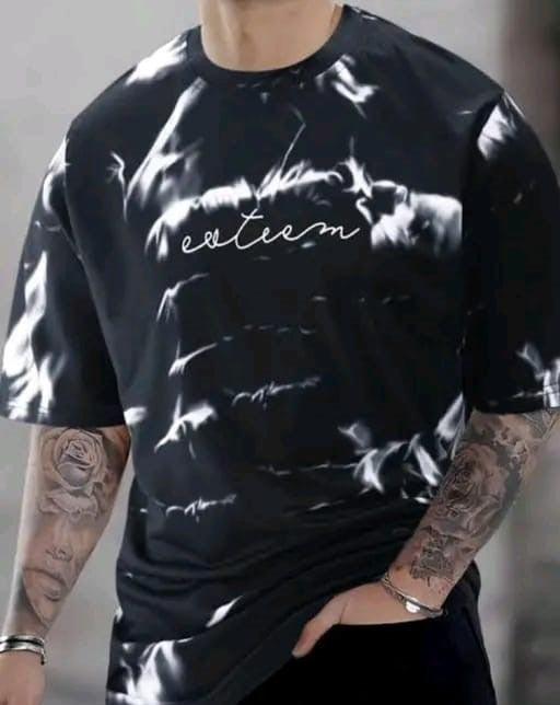 Men Printed Casual White & Black Oversized T-Shirt