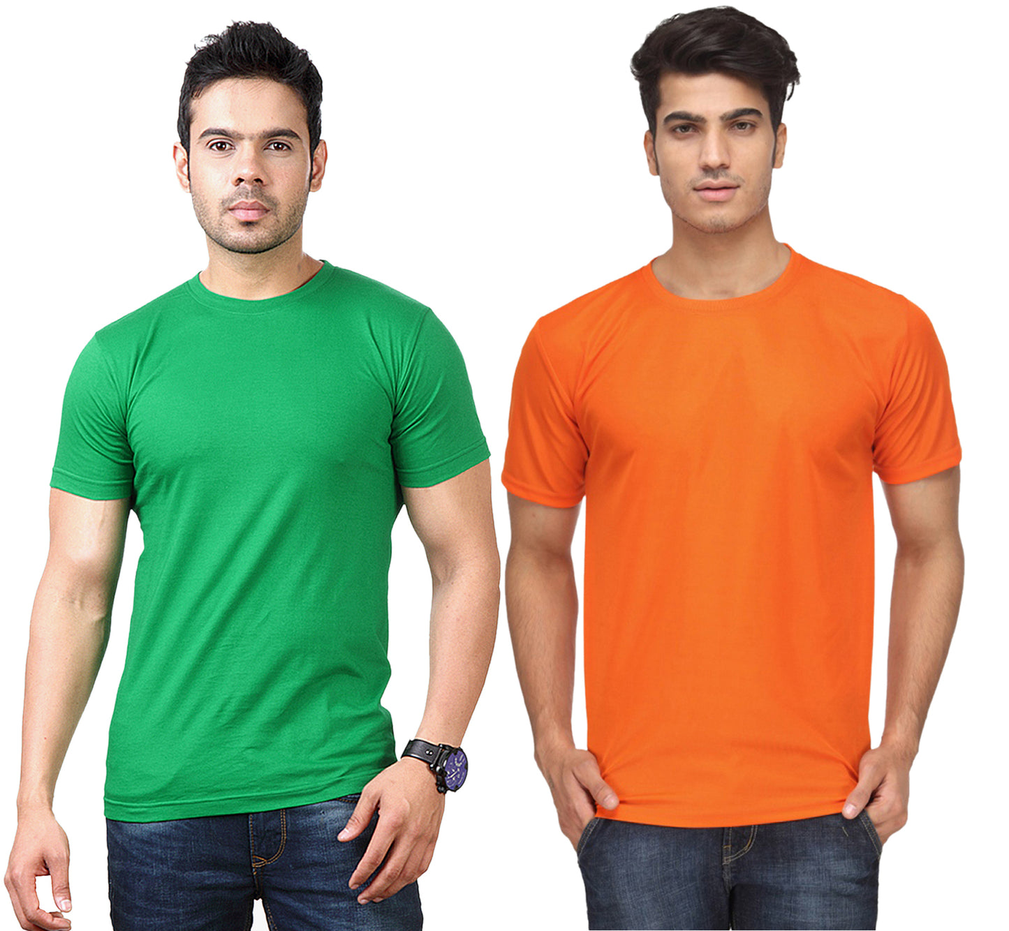 Round Neck Men's Polyester Blend Dri Fit T-Shirts (Pack of 2)