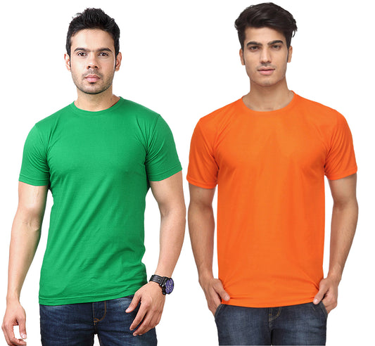 Round Neck Men's Polyester Blend Dri Fit T-Shirts (Pack of 2)