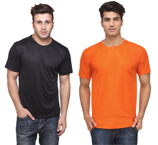 Round Neck Men's Polyester Blend Dri Fit T-Shirts (Pack of 2)