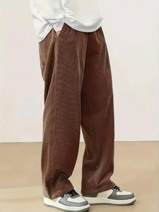 Men's Brown Loose Fit Corduroy Cargo Style Trouser