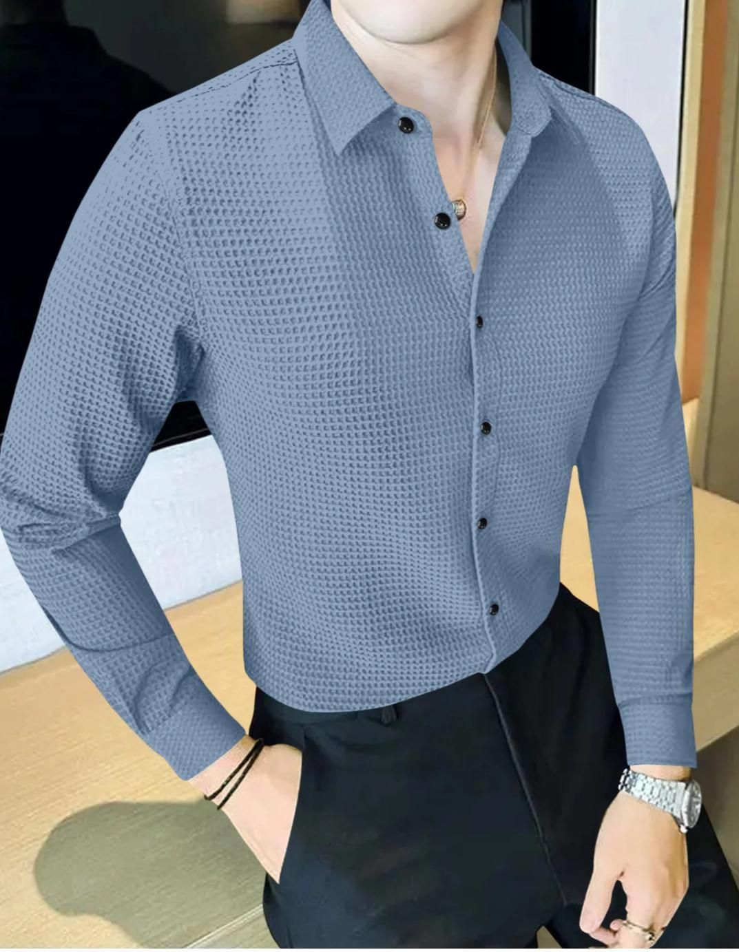 The Executive: Business Waffle Designer Fashion Men's Shirt