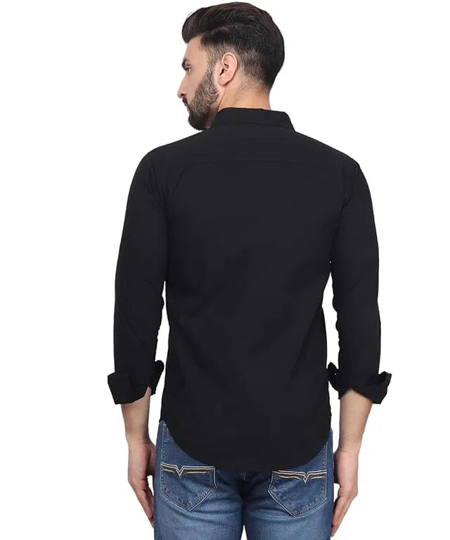 Men’s Slim Fit Solid Black Casual Shirt (Pack of 3)