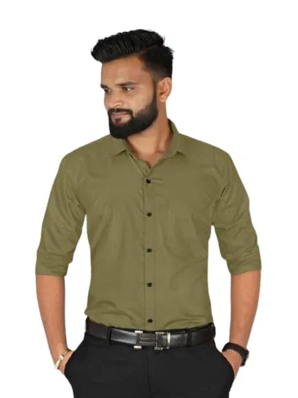 Men’s Mehndi Green Slim Fit Formal & Casual Shirt Full Sleeve Solid - Pack of 1