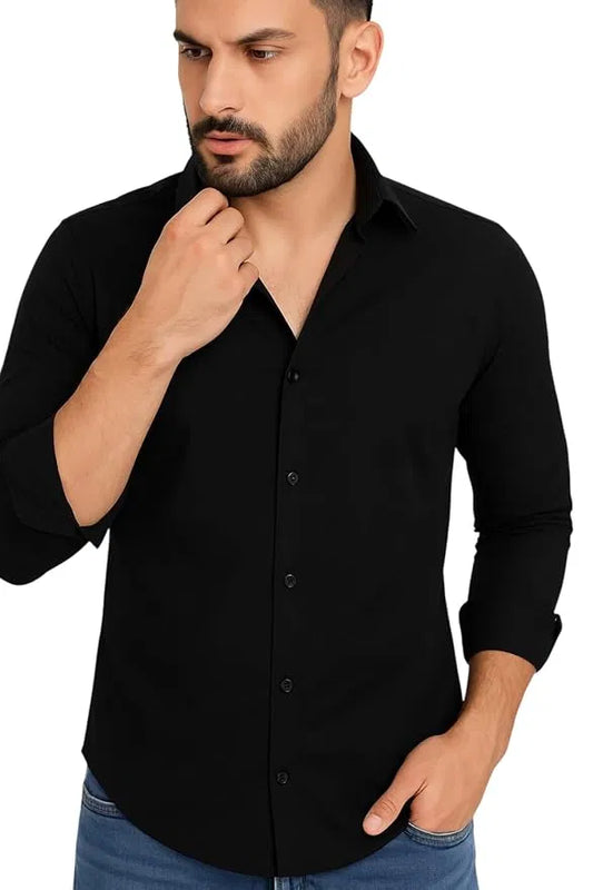 Men’s Slim Fit Solid Black Casual Shirt (Pack of 3)